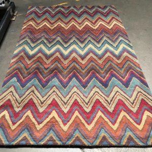 5'3" x 7'6" Feet Wool Handmade Chevron Multicolor Striped Soft Plush Area Rug
